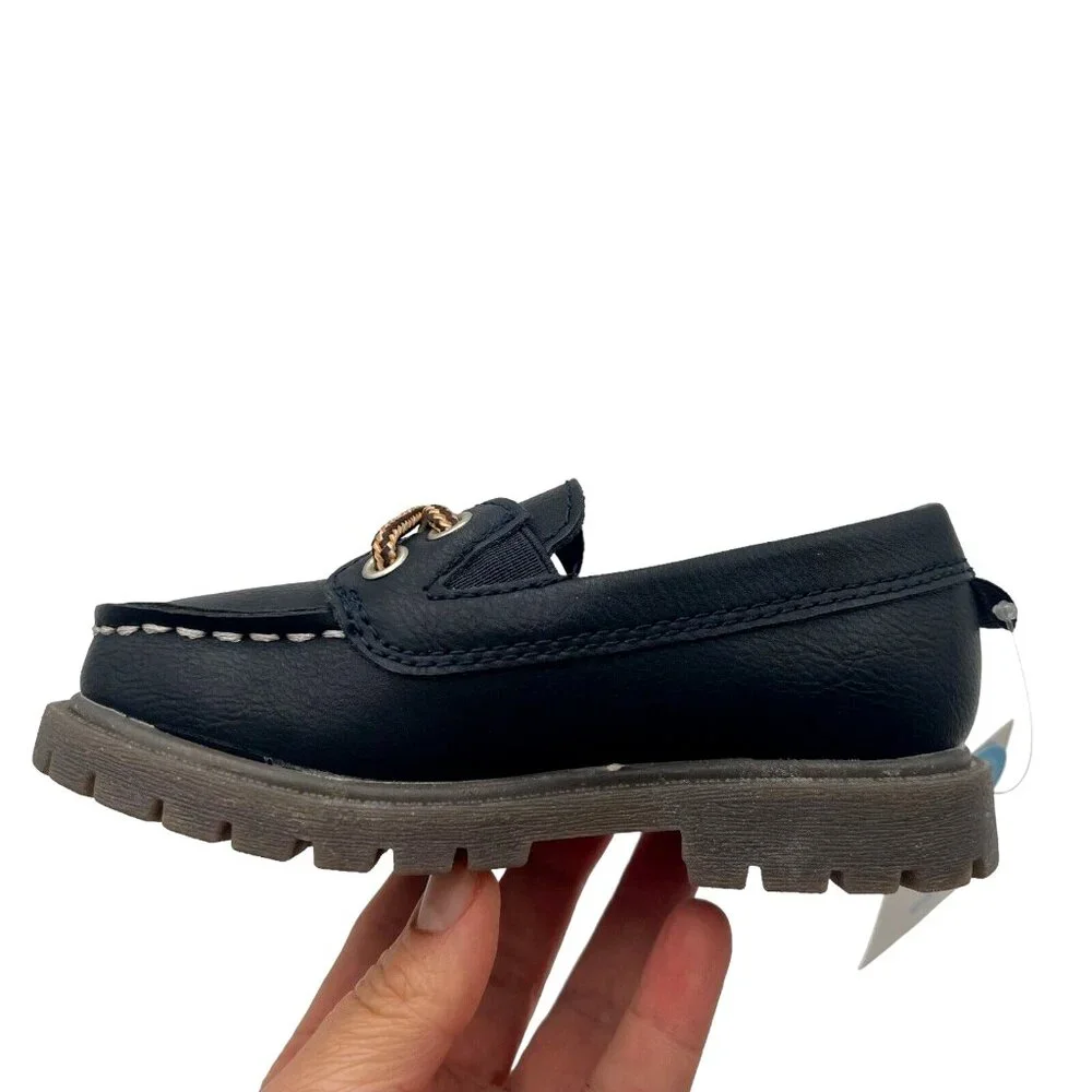 Carters Toddler Boy's Boat-Dress Shoes Size 8‎ Navy Blue Slip on Casual & Comfy